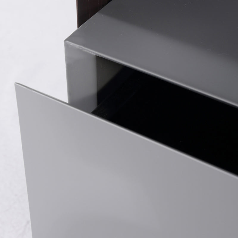 Contemporary Industrial Nightstand - Versatile Style & Ultra-Minimalist Hidden Handle Bedside Table 2-Drawer For Bedroom Lumendat