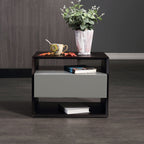 Contemporary Industrial Nightstand - Versatile Style & Ultra-Minimalist Hidden Handle Bedside Table 2-Drawer For Bedroom Lumendat