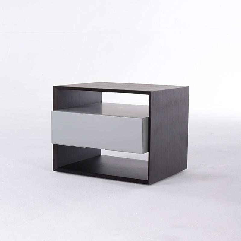 Contemporary Industrial Nightstand - Versatile Style & Ultra-Minimalist Hidden Handle Bedside Table 2-Drawer For Bedroom Lumendat