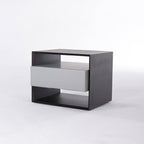 Contemporary Industrial Nightstand - Versatile Style & Ultra-Minimalist Hidden Handle Bedside Table 2-Drawer For Bedroom Lumendat