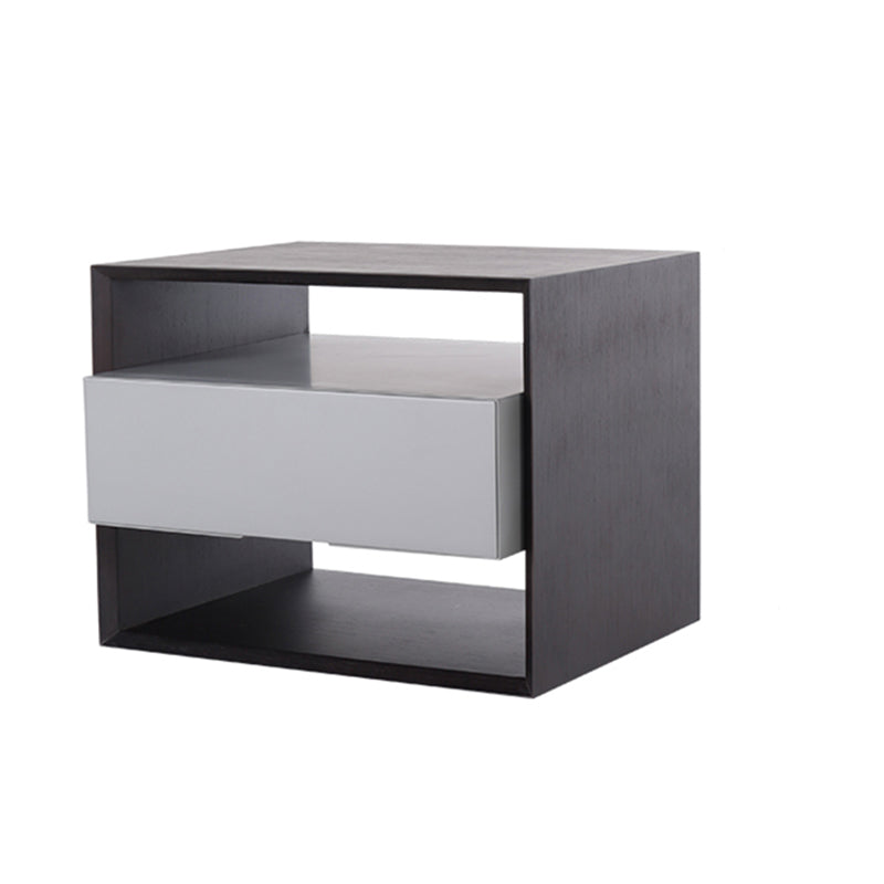 Contemporary Industrial Nightstand - Versatile Style & Ultra-Minimalist Hidden Handle Bedside Table 2-Drawer For Bedroom Lumendat