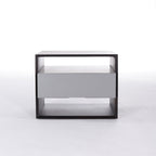 Contemporary Industrial Nightstand - Versatile Style & Ultra-Minimalist Hidden Handle Bedside Table 2-Drawer For Bedroom Lumendat