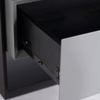 Contemporary Industrial Nightstand - Versatile Style & Ultra-Minimalist Hidden Handle Bedside Table 2-Drawer For Bedroom Lumendat