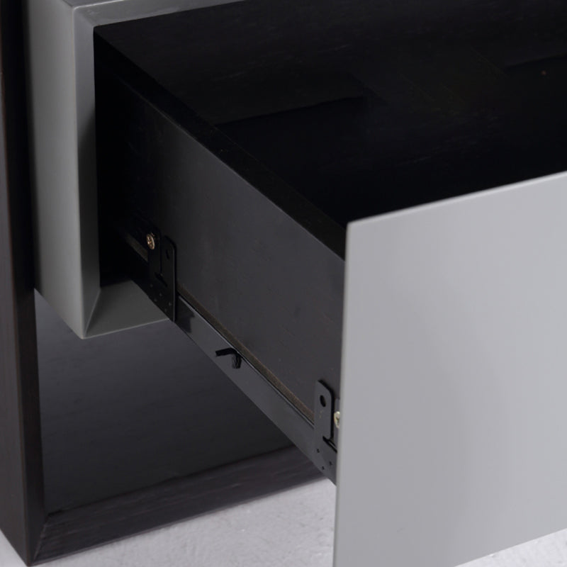 Contemporary Industrial Nightstand - Versatile Style & Ultra-Minimalist Hidden Handle Bedside Table 2-Drawer For Bedroom Lumendat