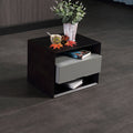 Contemporary Industrial Nightstand - Versatile Style & Ultra-Minimalist Hidden Handle Bedside Table 2-Drawer For Bedroom Lumendat