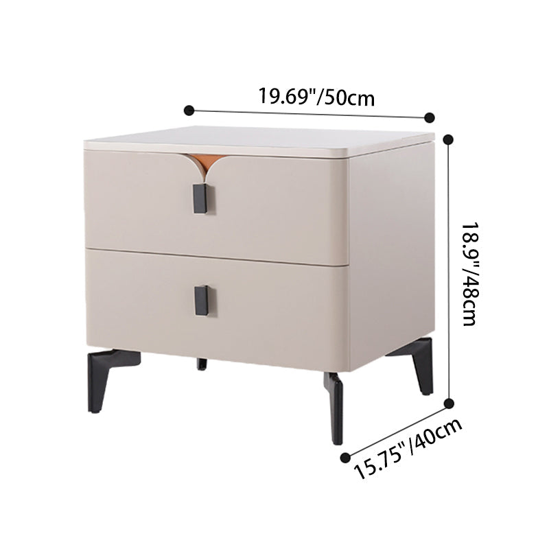 Eco-Friendly E1 Grade MDF Nightstand - Modern Minimalist Style Rectangular Bedside Table 2-Drawer For Bedroom Lumendat