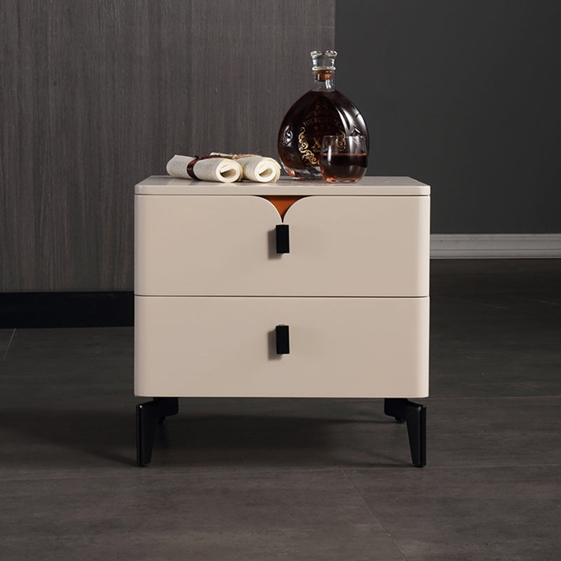 Eco-Friendly E1 Grade MDF Nightstand - Modern Minimalist Style Rectangular Bedside Table 2-Drawer For Bedroom Lumendat