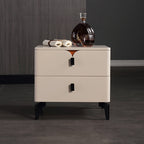 Eco-Friendly E1 Grade MDF Nightstand - Modern Minimalist Style Rectangular Bedside Table 2-Drawer For Bedroom Lumendat
