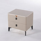 Eco-Friendly E1 Grade MDF Nightstand - Modern Minimalist Style Rectangular Bedside Table 2-Drawer For Bedroom Lumendat