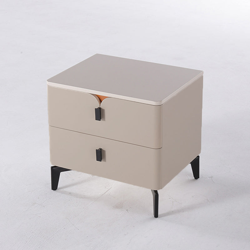 Eco-Friendly E1 Grade MDF Nightstand - Modern Minimalist Style Rectangular Bedside Table 2-Drawer For Bedroom Lumendat