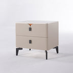 Eco-Friendly E1 Grade MDF Nightstand - Modern Minimalist Style Rectangular Bedside Table 2-Drawer For Bedroom Lumendat
