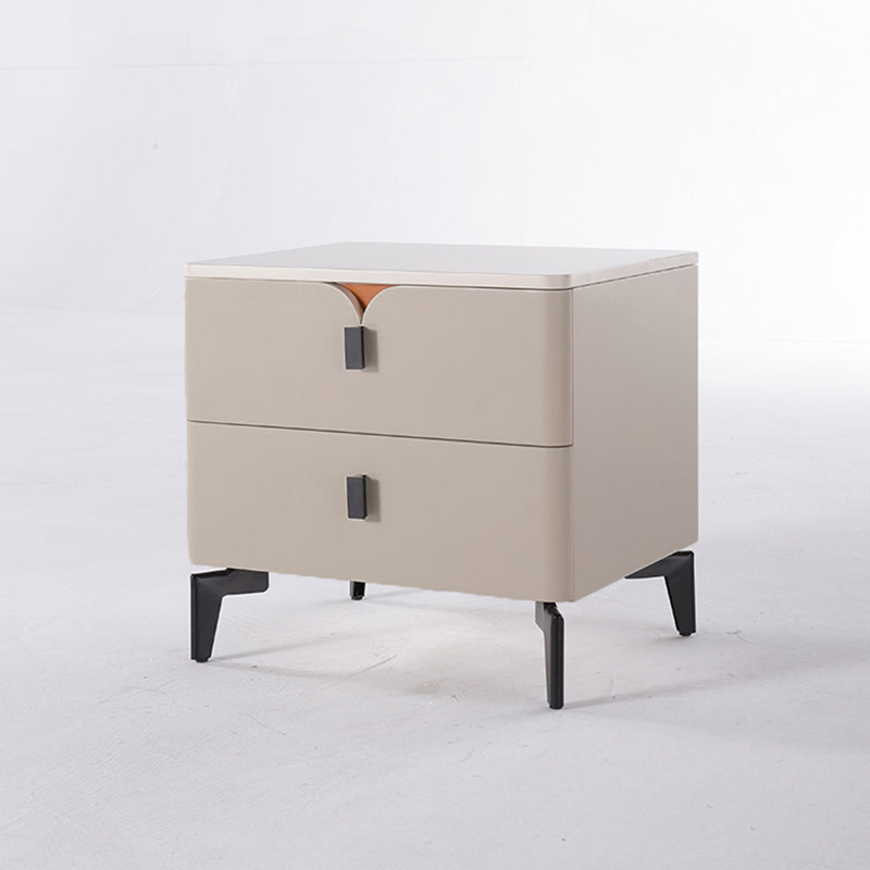 Eco-Friendly E1 Grade MDF Nightstand - Modern Minimalist Style Rectangular Bedside Table 2-Drawer For Bedroom Lumendat