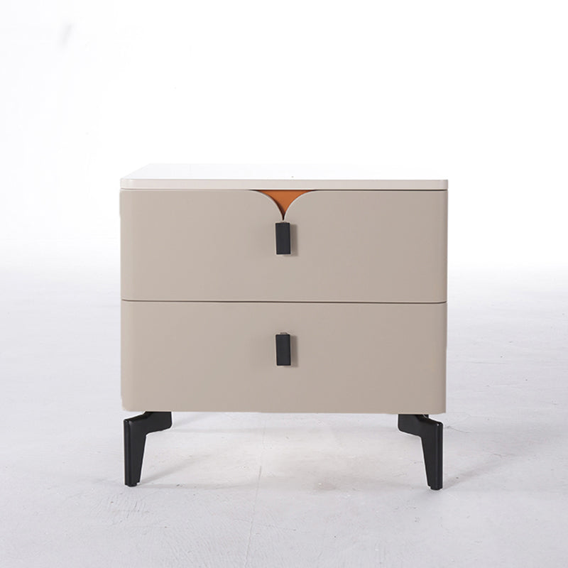 Eco-Friendly E1 Grade MDF Nightstand - Modern Minimalist Style Rectangular Bedside Table 2-Drawer For Bedroom Lumendat