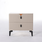Eco-Friendly E1 Grade MDF Nightstand - Modern Minimalist Style Rectangular Bedside Table 2-Drawer For Bedroom Lumendat