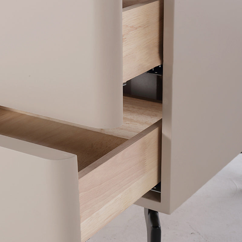 Eco-Friendly E1 Grade MDF Nightstand - Modern Minimalist Style Rectangular Bedside Table 2-Drawer For Bedroom Lumendat