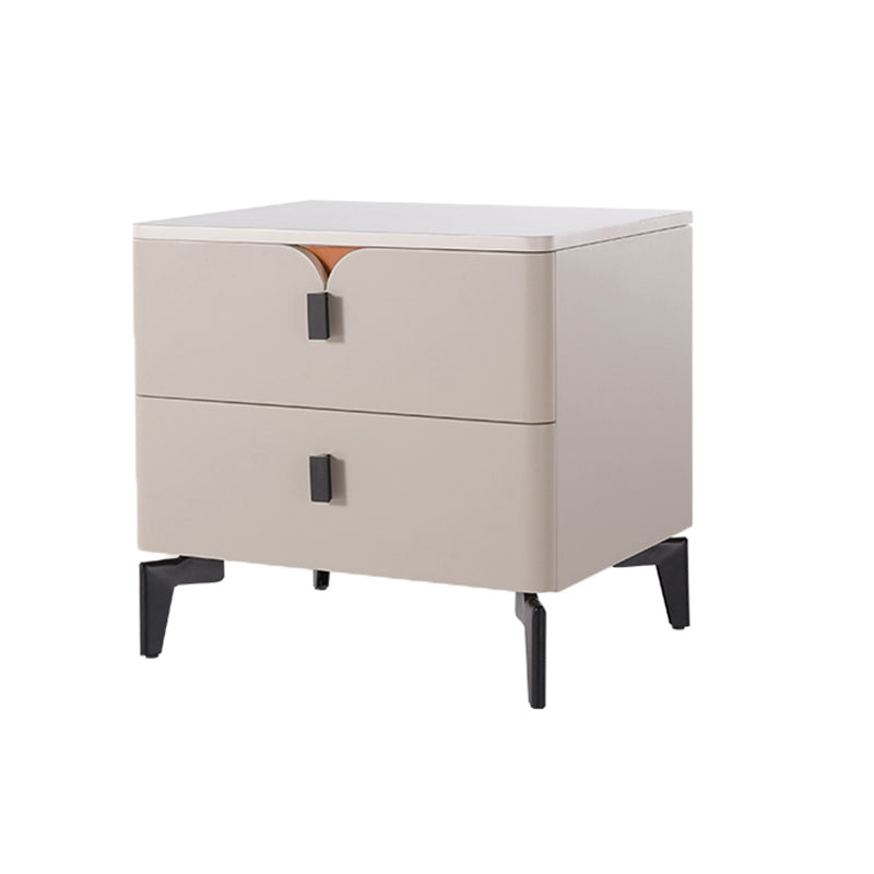 Eco-Friendly E1 Grade MDF Nightstand - Modern Minimalist Style Rectangular Bedside Table 2-Drawer For Bedroom Lumendat
