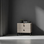 Eco-Friendly E1 Grade MDF Nightstand - Modern Minimalist Style Rectangular Bedside Table 2-Drawer For Bedroom Lumendat