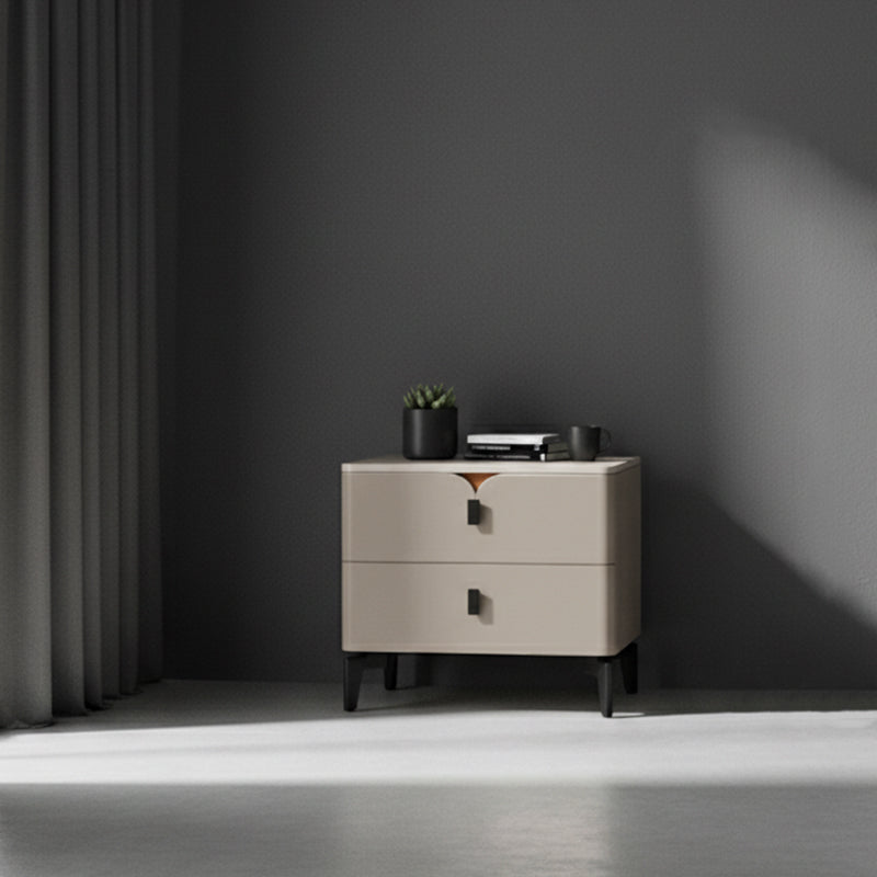 Eco-Friendly E1 Grade MDF Nightstand - Modern Minimalist Style Rectangular Bedside Table 2-Drawer For Bedroom Lumendat