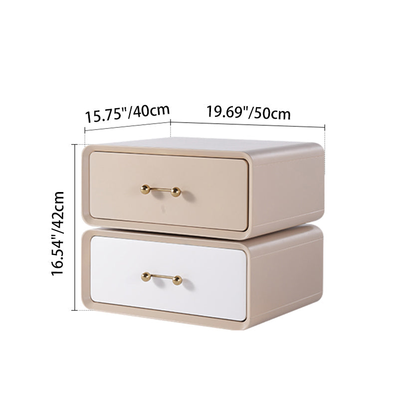 Nordic Style 360° Rotating Nightstand - Morandi Colors Eco Material Rectangular Bedside Table 2-Drawer For Bedroom & Living Room Lumendat