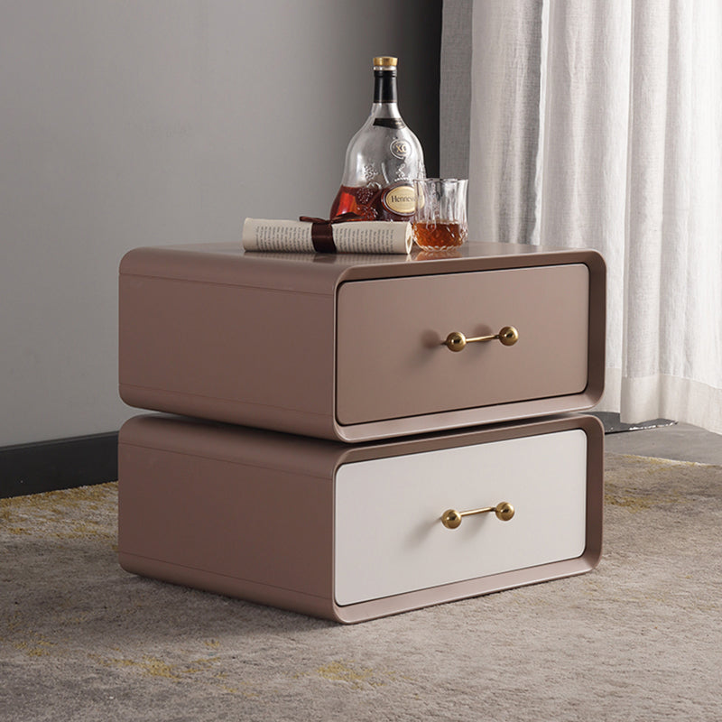Nordic Style 360° Rotating Nightstand - Morandi Colors Eco Material Rectangular Bedside Table 2-Drawer For Bedroom & Living Room Lumendat