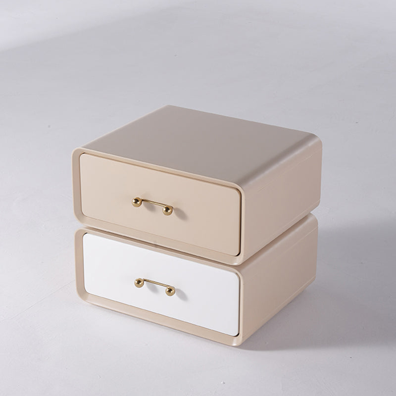 Nordic Style 360° Rotating Nightstand - Morandi Colors Eco Material Rectangular Bedside Table 2-Drawer For Bedroom & Living Room Lumendat