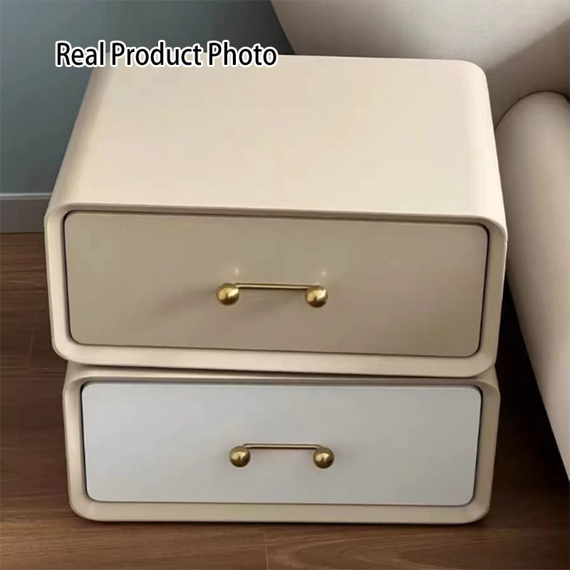 Nordic Style 360° Rotating Nightstand - Morandi Colors Eco Material Rectangular Bedside Table 2-Drawer For Bedroom & Living Room Lumendat