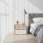 Nordic Style 360° Rotating Nightstand - Morandi Colors Eco Material Rectangular Bedside Table 2-Drawer For Bedroom & Living Room Lumendat