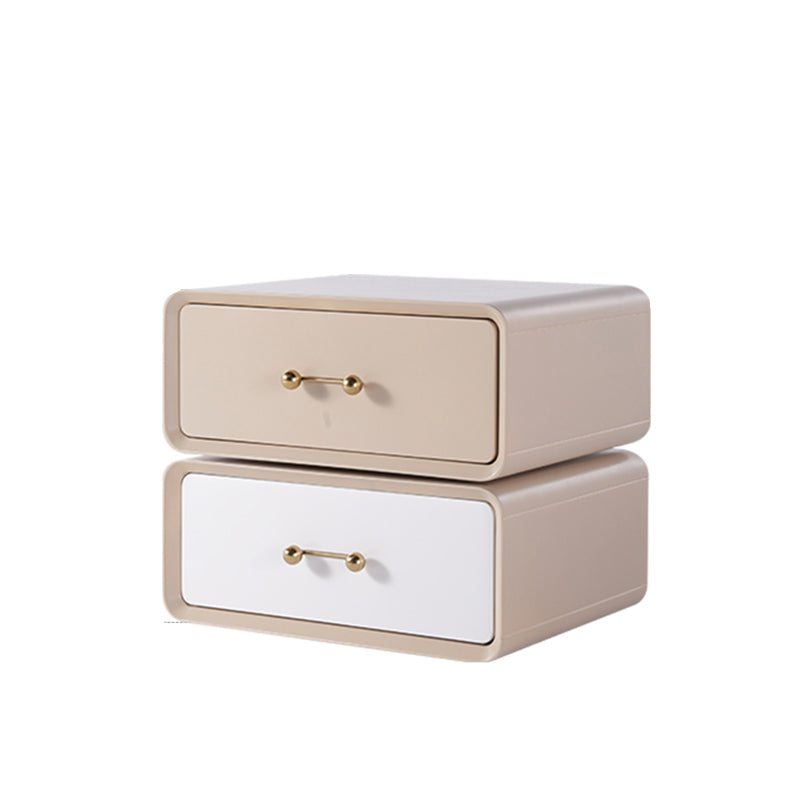 Nordic Style 360° Rotating Nightstand - Morandi Colors Eco Material Rectangular Bedside Table 2-Drawer For Bedroom & Living Room Lumendat