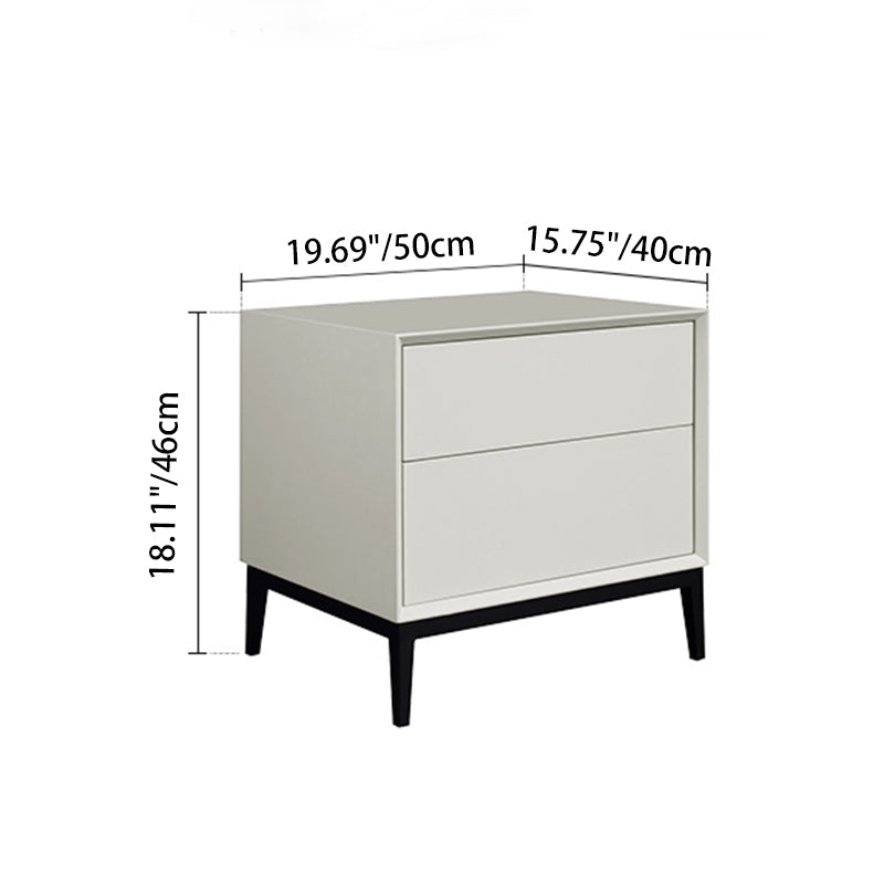 Industrial Style Nightstand - Heavy-Duty Carbon Steel Bedside Table 2-Drawer For Bedroom & Living Room Lumendat