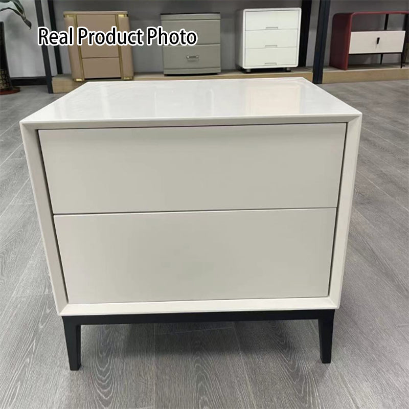 Industrial Style Nightstand - Heavy-Duty Carbon Steel Bedside Table 2-Drawer For Bedroom & Living Room Lumendat