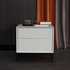 Industrial Style Nightstand - Heavy-Duty Carbon Steel Bedside Table 2-Drawer For Bedroom & Living Room Lumendat