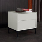 Industrial Style Nightstand - Heavy-Duty Carbon Steel Bedside Table 2-Drawer For Bedroom & Living Room Lumendat