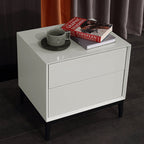 Industrial Style Nightstand - Heavy-Duty Carbon Steel Bedside Table 2-Drawer For Bedroom & Living Room Lumendat
