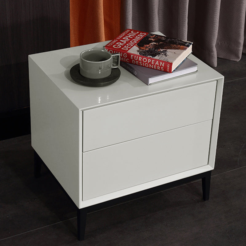 Industrial Style Nightstand - Heavy-Duty Carbon Steel Bedside Table 2-Drawer For Bedroom & Living Room Lumendat