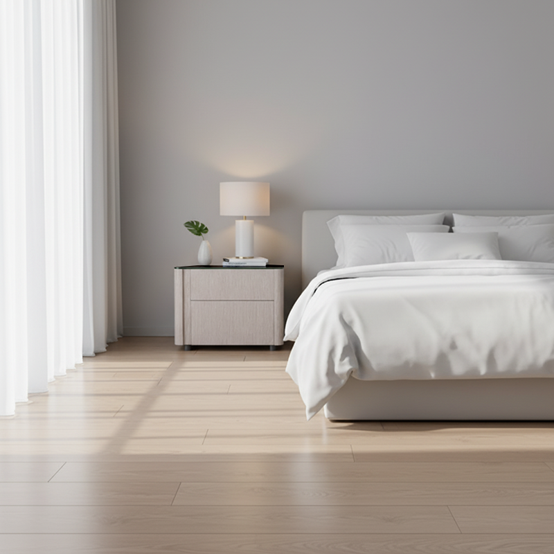 Sleek Style & Effortless Storage Nightstand - Tempered Glass Top & Push-to-Open Bedside Table 2-Drawer For Bedroom Lumendat