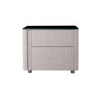 Sleek Style & Effortless Storage Nightstand - Tempered Glass Top & Push-to-Open Bedside Table 2-Drawer For Bedroom Lumendat
