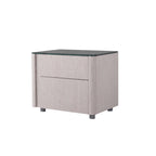 Sleek Style & Effortless Storage Nightstand - Tempered Glass Top & Push-to-Open Bedside Table 2-Drawer For Bedroom Lumendat