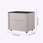 Sleek Style & Effortless Storage Nightstand - Tempered Glass Top & Push-to-Open Bedside Table 2-Drawer For Bedroom Lumendat