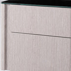 Sleek Style & Effortless Storage Nightstand - Tempered Glass Top & Push-to-Open Bedside Table 2-Drawer For Bedroom Lumendat