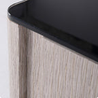Sleek Style & Effortless Storage Nightstand - Tempered Glass Top & Push-to-Open Bedside Table 2-Drawer For Bedroom Lumendat