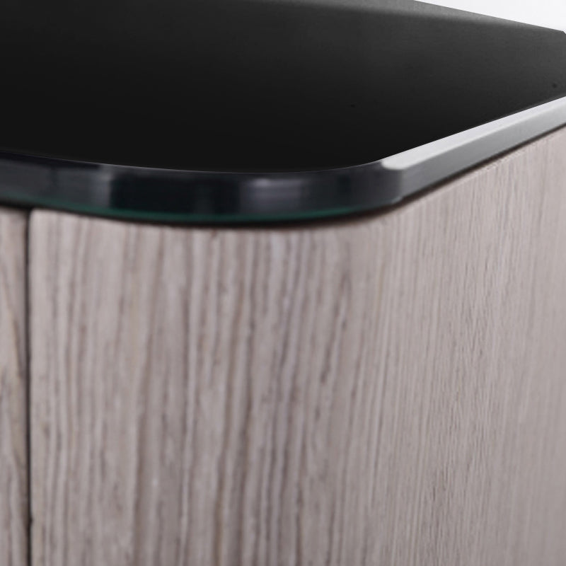 Sleek Style & Effortless Storage Nightstand - Tempered Glass Top & Push-to-Open Bedside Table 2-Drawer For Bedroom Lumendat