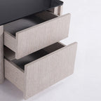 Sleek Style & Effortless Storage Nightstand - Tempered Glass Top & Push-to-Open Bedside Table 2-Drawer For Bedroom Lumendat