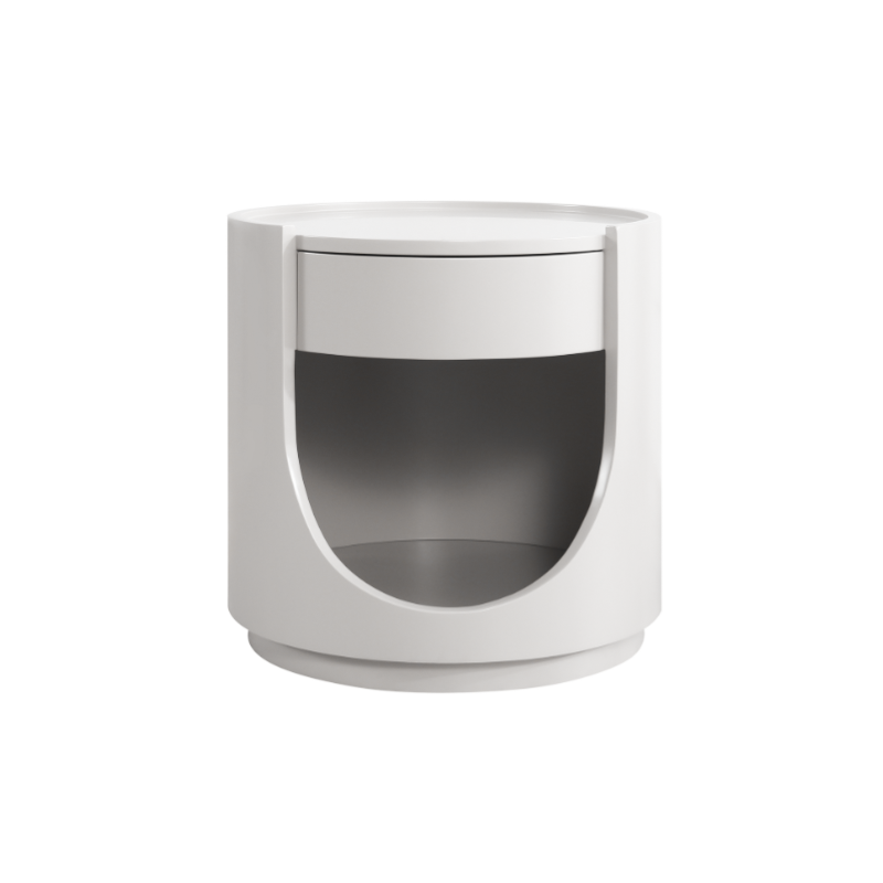 Scandinavian Style Round Nightstand - Space-Maximizing Storage Magic Bedside Table 1-Drawer For Bedroom Lumendat