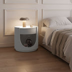 Scandinavian Style Round Nightstand - Space-Maximizing Storage Magic Bedside Table 1-Drawer For Bedroom Lumendat