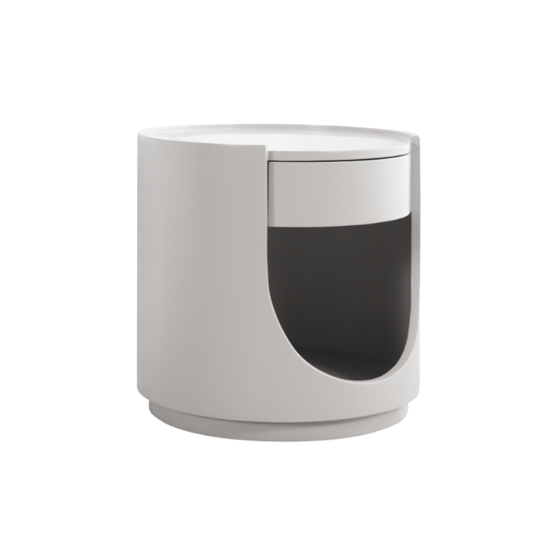 Scandinavian Style Round Nightstand - Space-Maximizing Storage Magic Bedside Table 1-Drawer For Bedroom Lumendat
