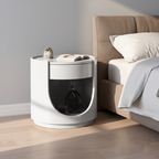 Scandinavian Style Round Nightstand - Space-Maximizing Storage Magic Bedside Table 1-Drawer For Bedroom Lumendat
