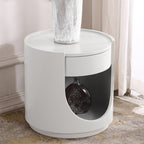 Scandinavian Style Round Nightstand - Space-Maximizing Storage Magic Bedside Table 1-Drawer For Bedroom Lumendat