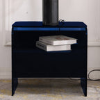 Maximize Storage Industrial Nightstand - Scratch-Resistant Tempered Glass Bedside Table 1-Drawer For Bedroom & Living Room Lumendat