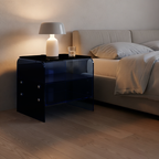 Maximize Storage Industrial Nightstand - Scratch-Resistant Tempered Glass Bedside Table 1-Drawer For Bedroom & Living Room Lumendat