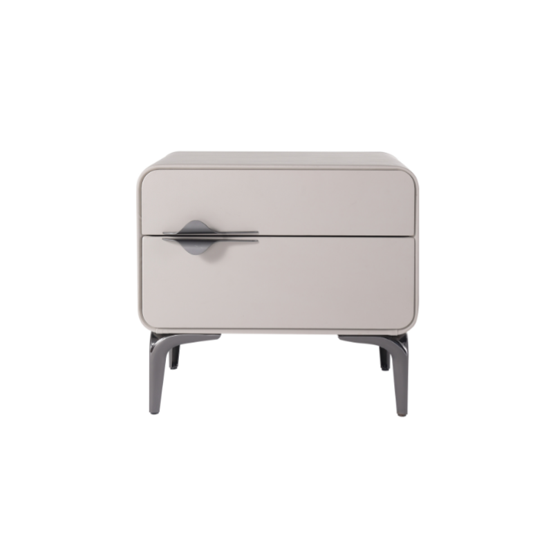 Sleek Storage & Refined Aesthetics Nightstand - Modern Minimalist Rectangular Soft PVC Leather Surface Bedside Table 2-Drawer For Bedroom Lumendat